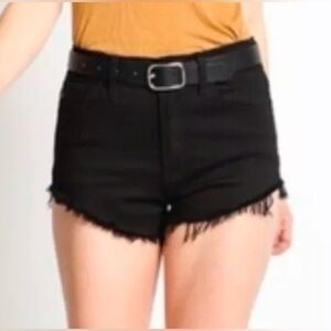 Buckle KanCan Black Distressed Raw Hem Front Frayed Jean Mini Shorts Size 5 /26